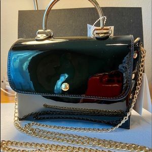 Black Patent Vegan Leather Mini Bag NWTs